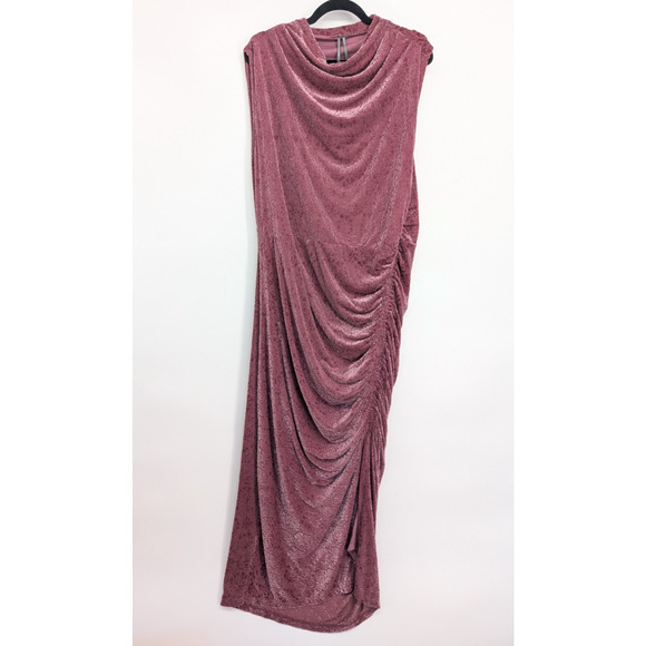 NWT Anthropologie Maya Ruched Cowl Neck Midi Dress Mesh Velvet Sz Plus 2X #8A508 - Picture 2 of 11